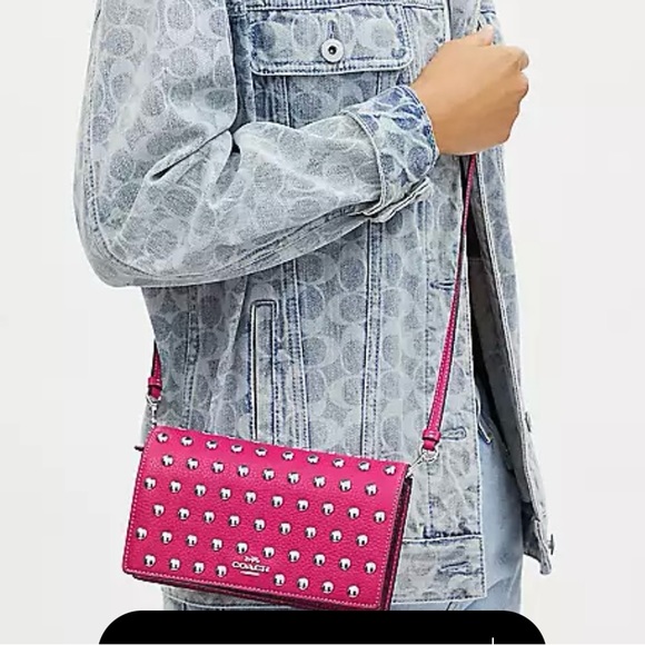 Coach Anna Foldover Clutch Crossbody With Rivets - Picture 12 of 12